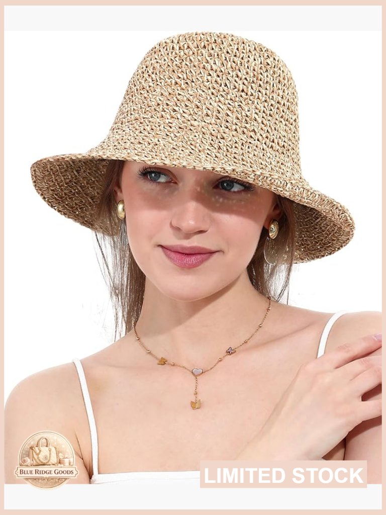 Wide Brim Straw Sun Hat Hand Woven Foldable Upf 50+ Summer Travel Chic